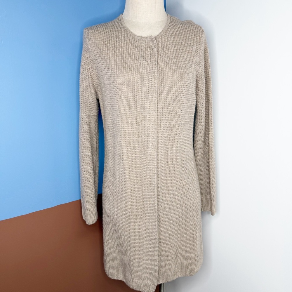 St. John Fall Collection‎ 100% Wool Zipper Front Cardigan Sweater Waffle Knit M